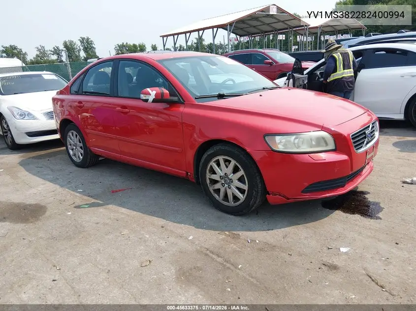 2008 Volvo S40 2.4L/2.4L W/Snrf VIN: YV1MS382282400994 Lot: 45633375