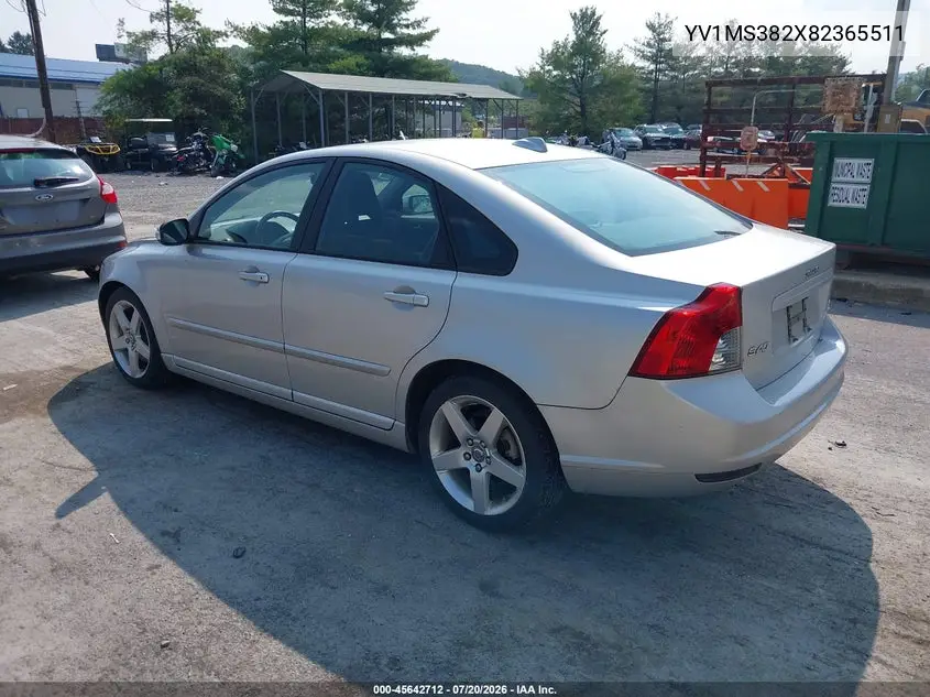 2008 Volvo S40 2.4L/2.4L W/Snrf VIN: YV1MS382X82365511 Lot: 45642712