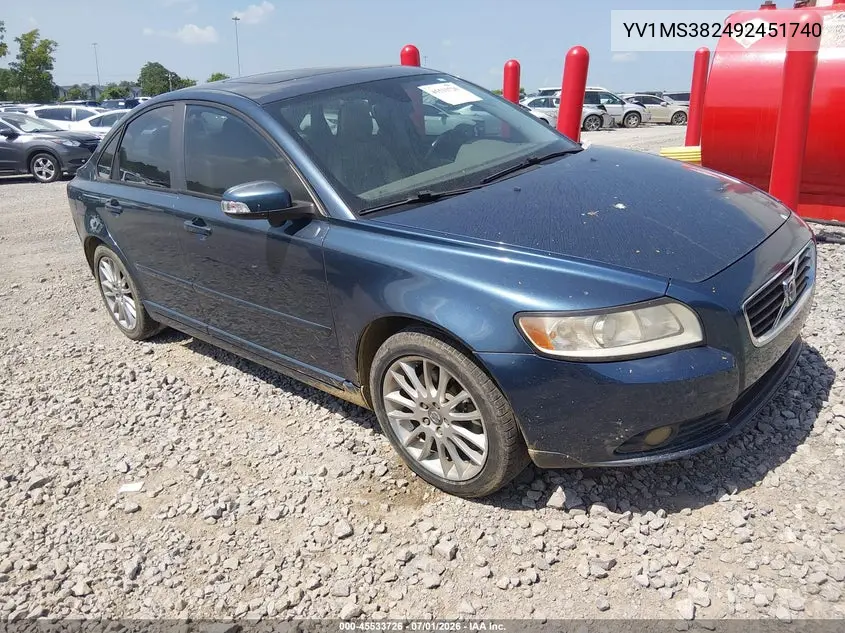2009 Volvo S40 2.4I VIN: YV1MS382492451740 Lot: 45533726