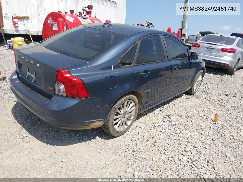 2009 Volvo S40 2.4I VIN: YV1MS382492451740 Lot: 45533726