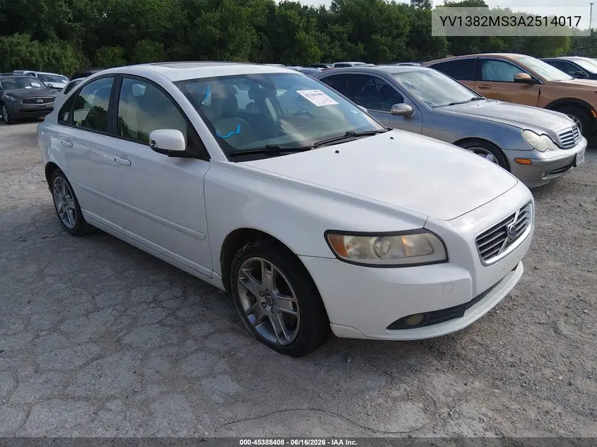 2010 Volvo S40 2.4I VIN: YV1382MS3A2514017 Lot: 45388408
