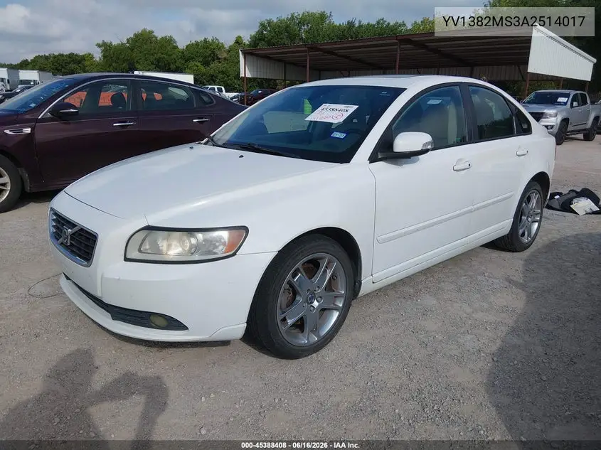 2010 Volvo S40 2.4I VIN: YV1382MS3A2514017 Lot: 45388408