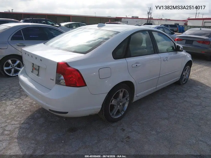 2010 Volvo S40 2.4I VIN: YV1382MS3A2514017 Lot: 45388408
