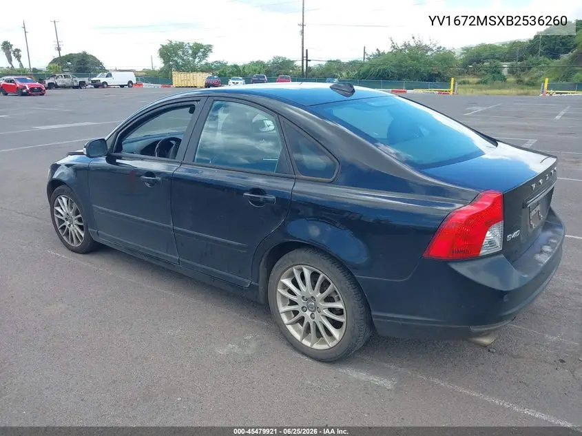 2011 Volvo S40 R-Design/T5 (Retail Only) VIN: YV1672MSXB2536260 Lot: 45479921