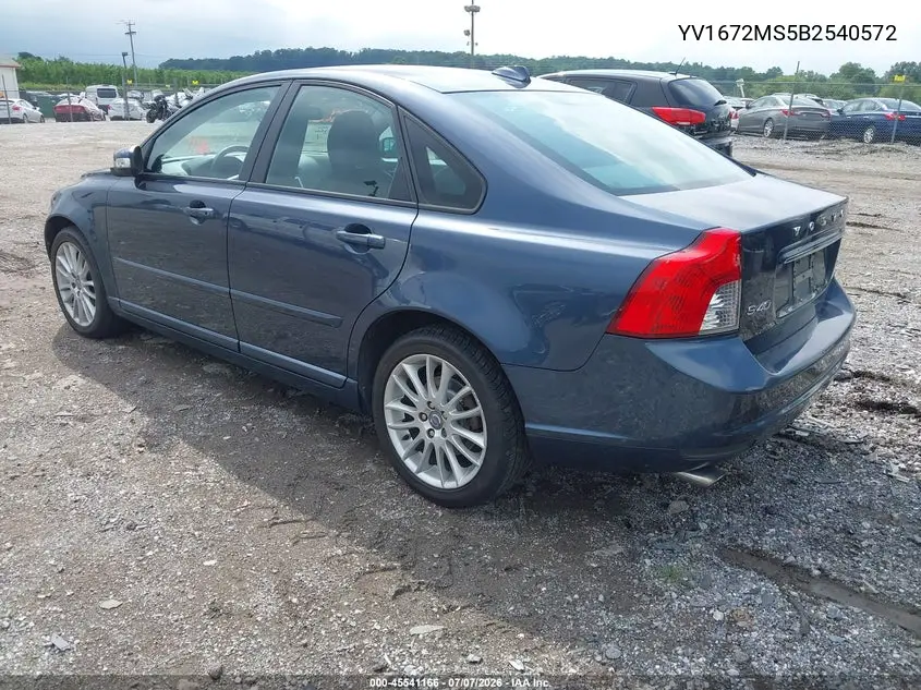 2011 Volvo S40 T5 (Retail Only) VIN: YV1672MS5B2540572 Lot: 45541166