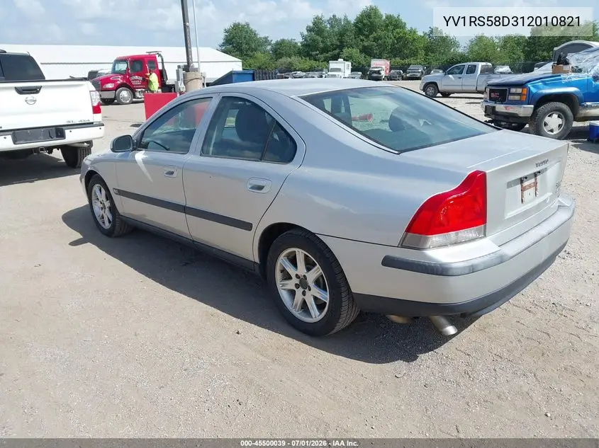 2001 Volvo S60 2.4T VIN: YV1RS58D312010821 Lot: 45500039