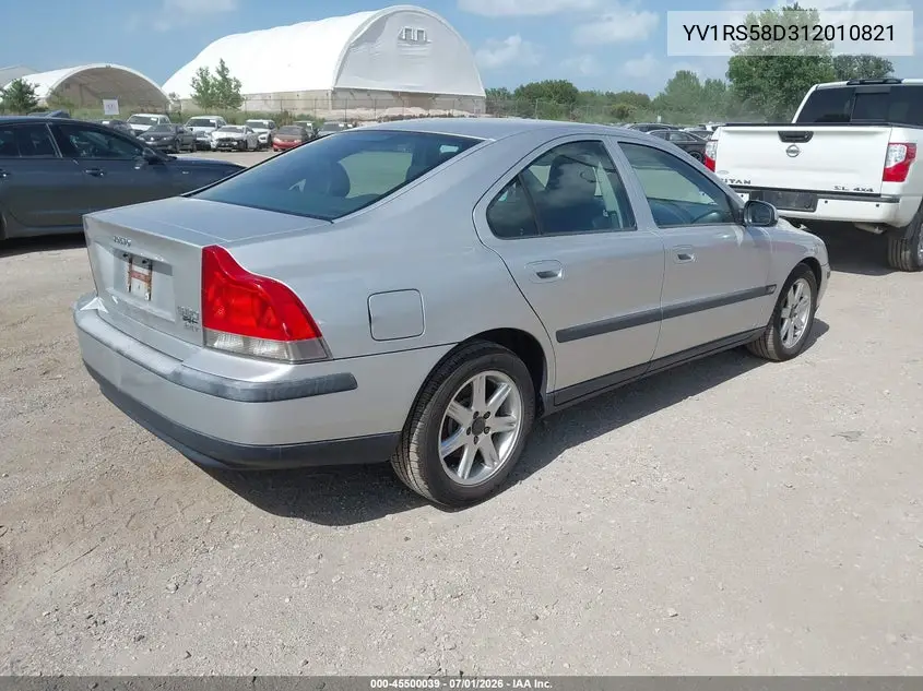 2001 Volvo S60 2.4T VIN: YV1RS58D312010821 Lot: 45500039