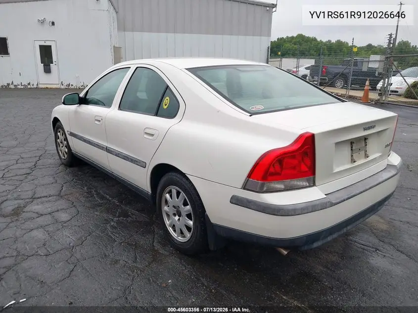 2001 Volvo S60 2.4 VIN: YV1RS61R912026646 Lot: 45603356