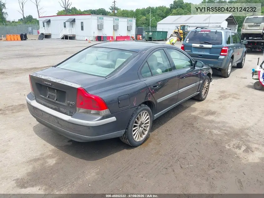 2002 Volvo S60 2.4T VIN: YV1RS58D422124232 Lot: 45552322