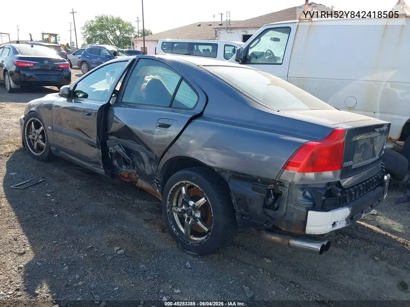 2004 Volvo S60 R VIN: YV1RH52Y842418505 Lot: 45283388