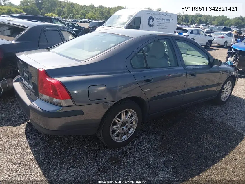 2004 Volvo S60 2.4 VIN: YV1RS61T342321421 Lot: 45360535