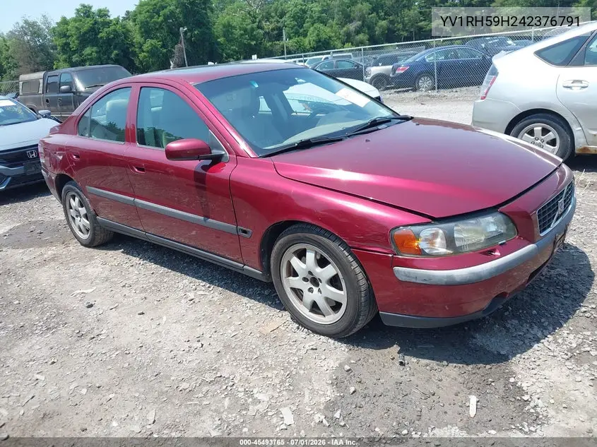 2004 Volvo S60 2.5T Awd VIN: YV1RH59H242376791 Lot: 45493765