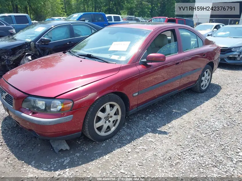 2004 Volvo S60 2.5T Awd VIN: YV1RH59H242376791 Lot: 45493765