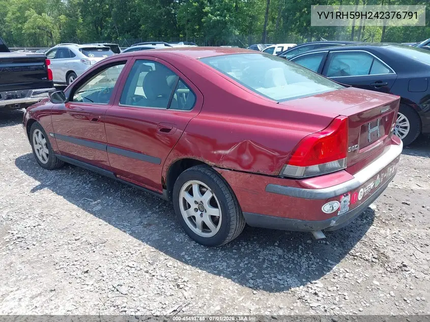 2004 Volvo S60 2.5T Awd VIN: YV1RH59H242376791 Lot: 45493765