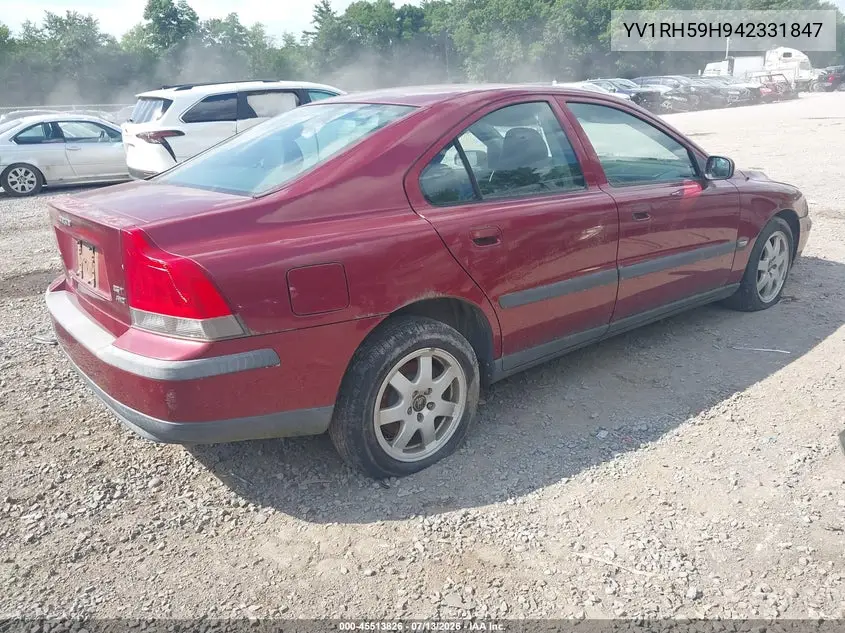 2004 Volvo S60 2.5T Awd VIN: YV1RH59H942331847 Lot: 45513826