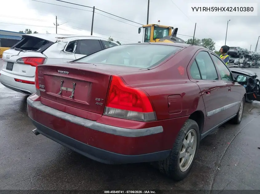 2004 Volvo S60 2.5T Awd VIN: YV1RH59HX42410380 Lot: 45549741