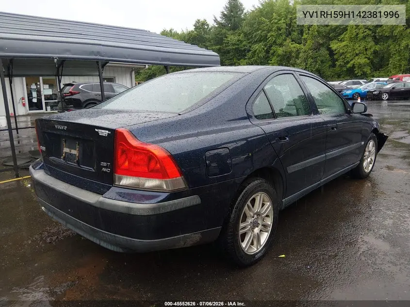 2004 Volvo S60 2.5T Awd VIN: YV1RH59H142381996 Lot: 45552626