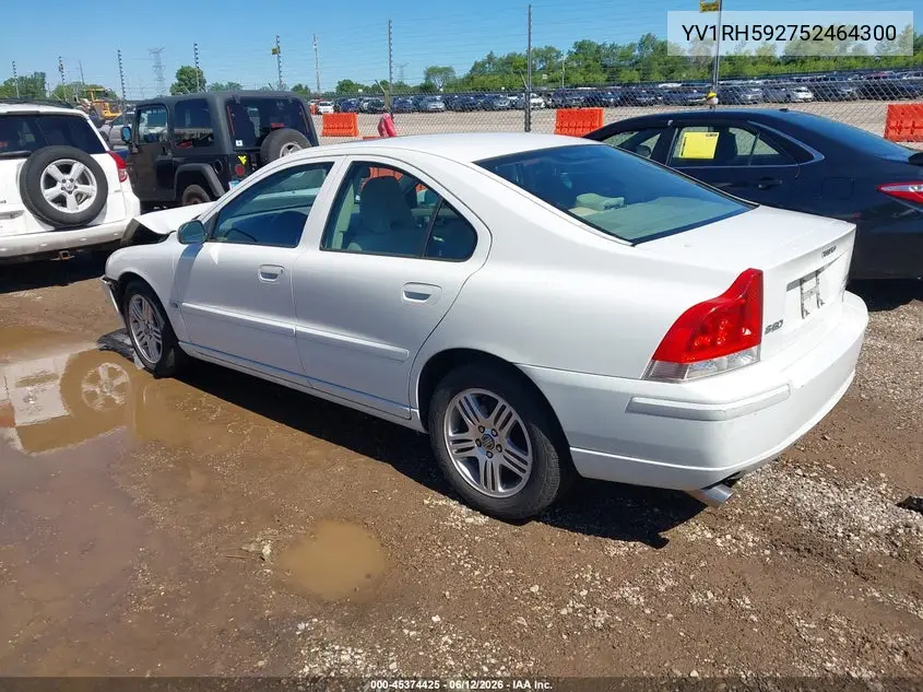 2005 Volvo S60 2.5T Awd VIN: YV1RH592752464300 Lot: 45374425