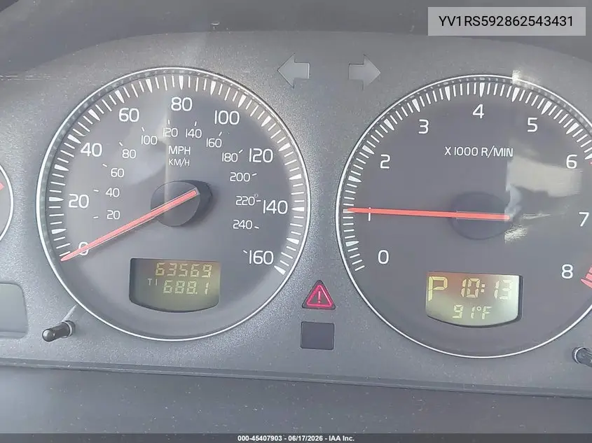 2006 Volvo S60 2.5T VIN: YV1RS592862543431 Lot: 45407903