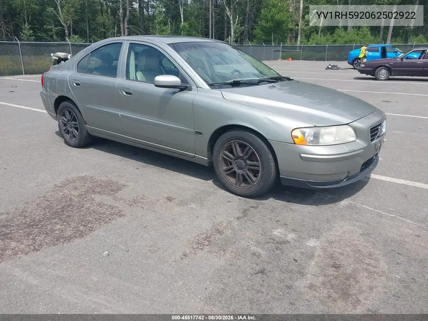 2006 Volvo S60 2.5T VIN: YV1RH592062502922 Lot: 45517742