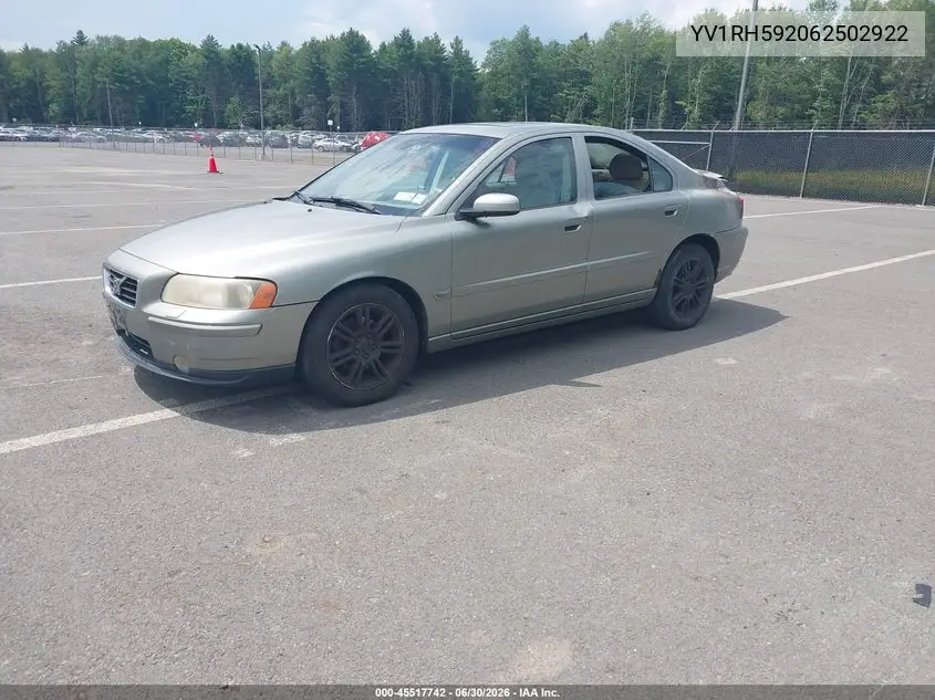 2006 Volvo S60 2.5T VIN: YV1RH592062502922 Lot: 45517742
