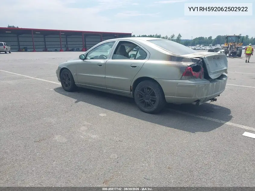 2006 Volvo S60 2.5T VIN: YV1RH592062502922 Lot: 45517742