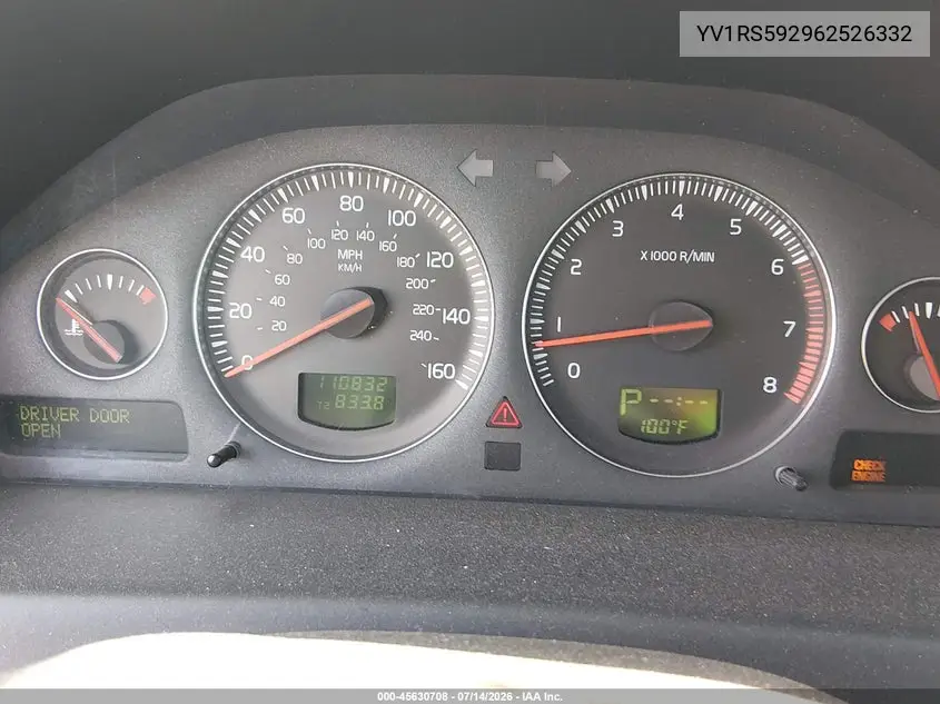 2006 Volvo S60 2.5T VIN: YV1RS592962526332 Lot: 45630708