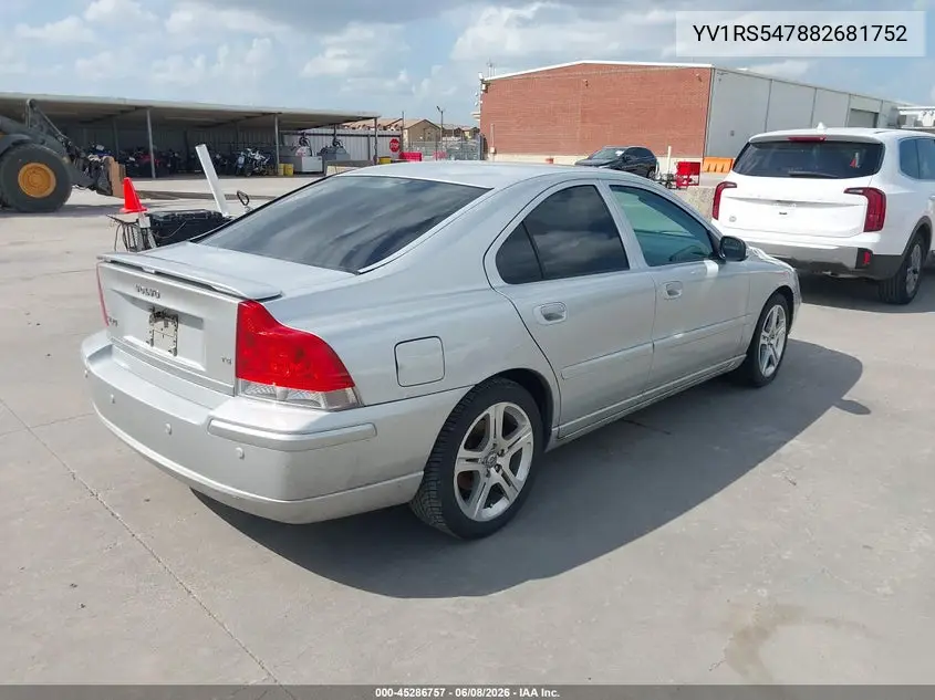2008 Volvo S60 T5 VIN: YV1RS547882681752 Lot: 45286757