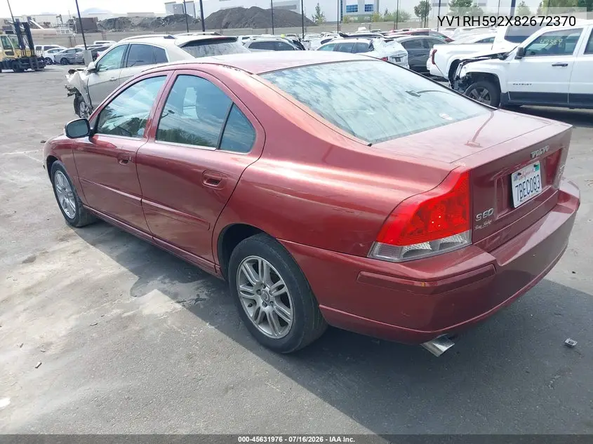 2008 Volvo S60 2.5T/2.5T W/Snrf VIN: YV1RH592X82672370 Lot: 45631976