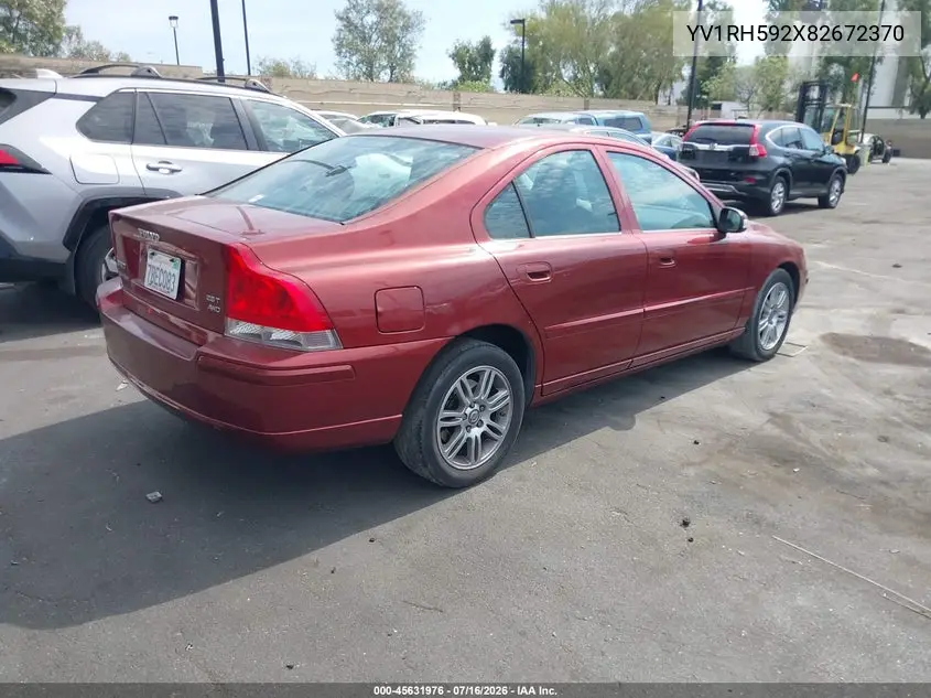 2008 Volvo S60 2.5T/2.5T W/Snrf VIN: YV1RH592X82672370 Lot: 45631976