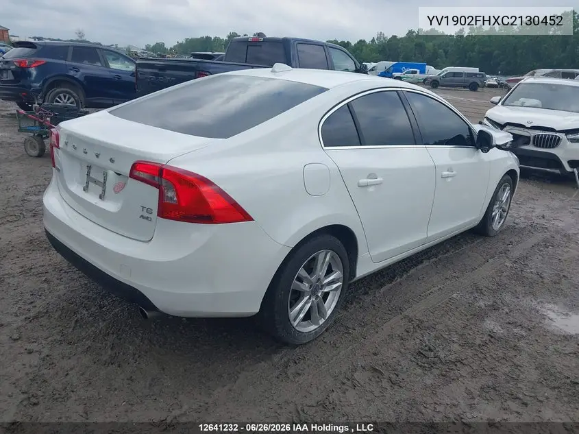2012 Volvo S60 T6 VIN: YV1902FHXC2130452 Lot: 12641232