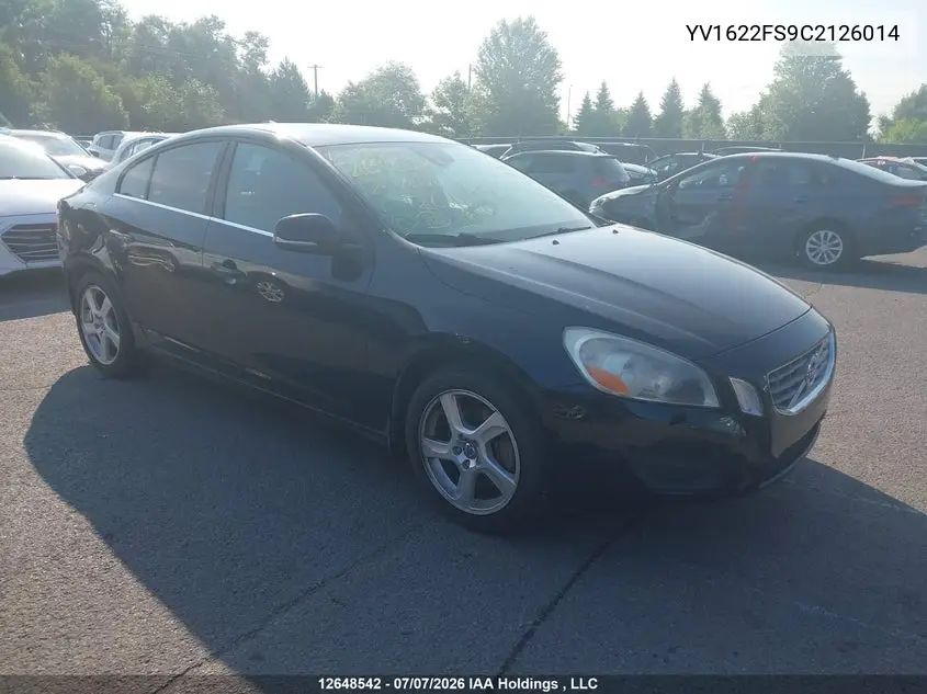 2012 Volvo S60 T5 VIN: YV1622FS9C2126014 Lot: 12648542