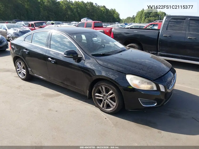 2012 Volvo S60 T5/T5 W/Moonroof VIN: YV1622FS1C2115377 Lot: 45435755