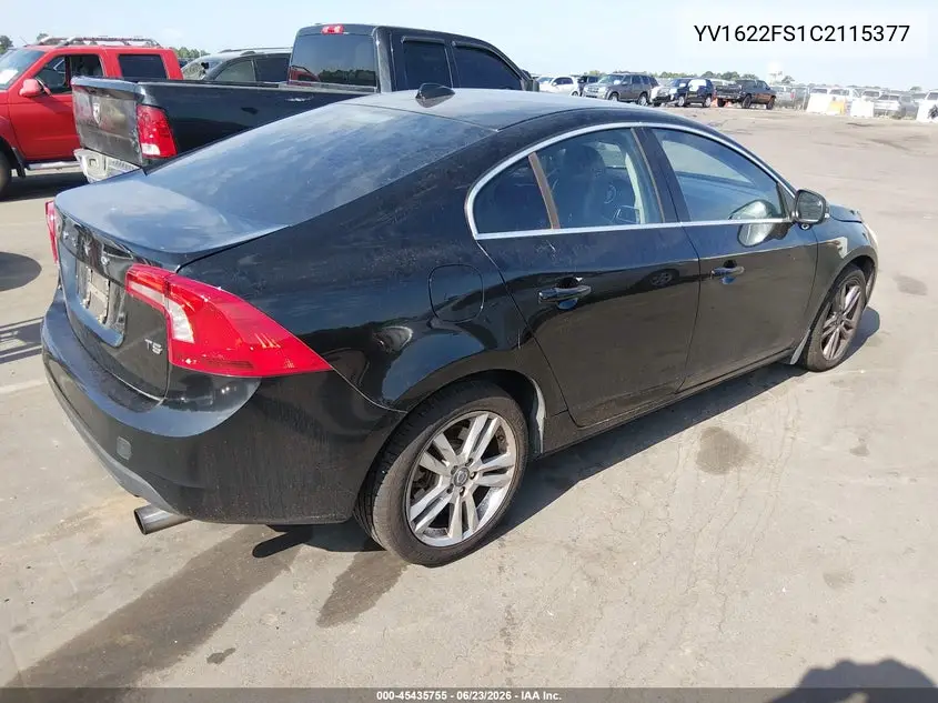 2012 Volvo S60 T5/T5 W/Moonroof VIN: YV1622FS1C2115377 Lot: 45435755
