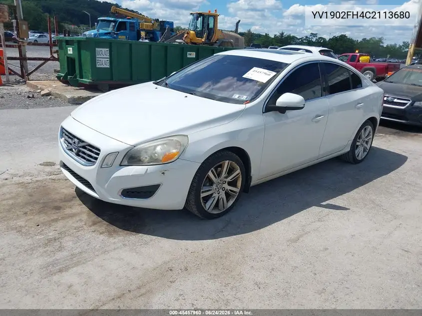 2012 Volvo S60 T6 VIN: YV1902FH4C2113680 Lot: 45457960