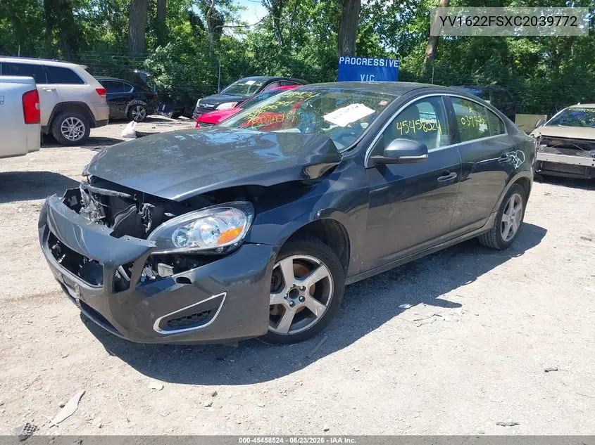 2012 Volvo S60 T5 VIN: YV1622FSXC2039772 Lot: 45458524