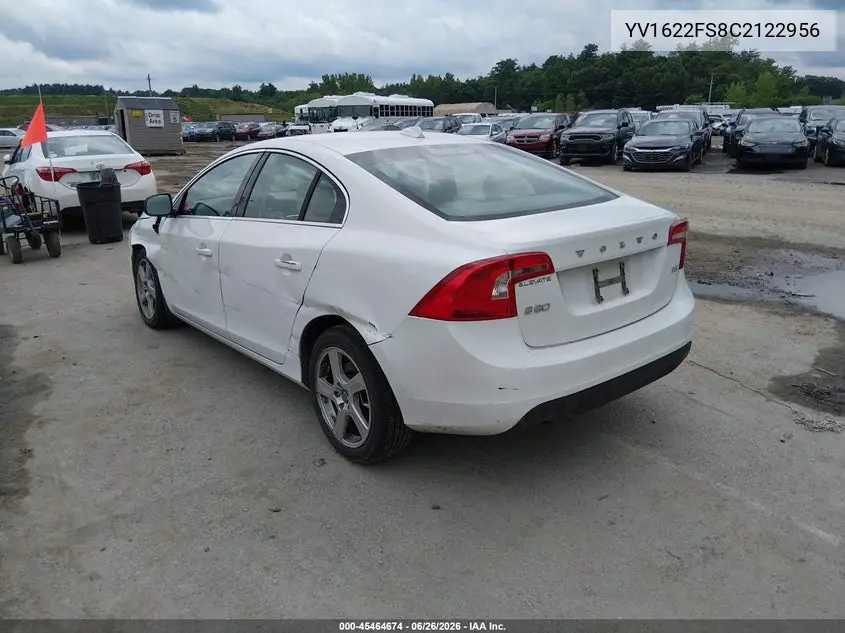 2012 Volvo S60 T5/T5 W/Moonroof VIN: YV1622FS8C2122956 Lot: 45464674