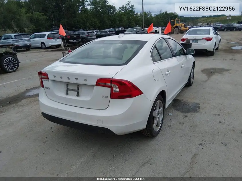 2012 Volvo S60 T5/T5 W/Moonroof VIN: YV1622FS8C2122956 Lot: 45464674