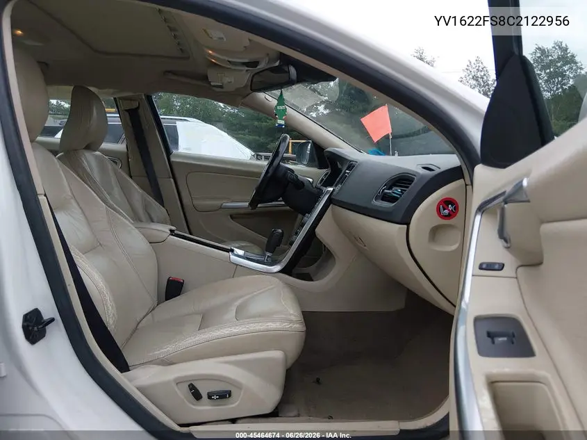 2012 Volvo S60 T5/T5 W/Moonroof VIN: YV1622FS8C2122956 Lot: 45464674