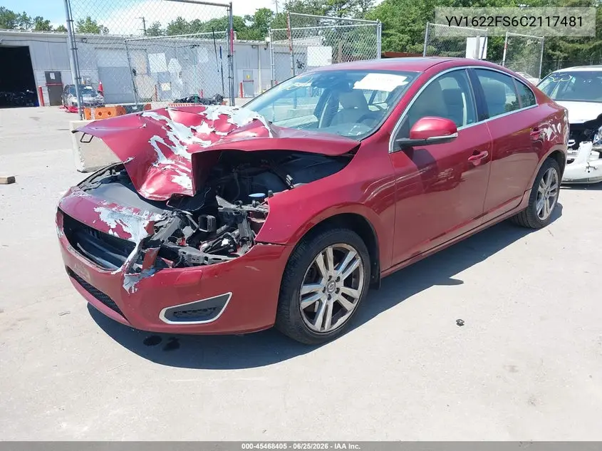 2012 Volvo S60 T5/T5 W/Moonroof VIN: YV1622FS6C2117481 Lot: 45468405