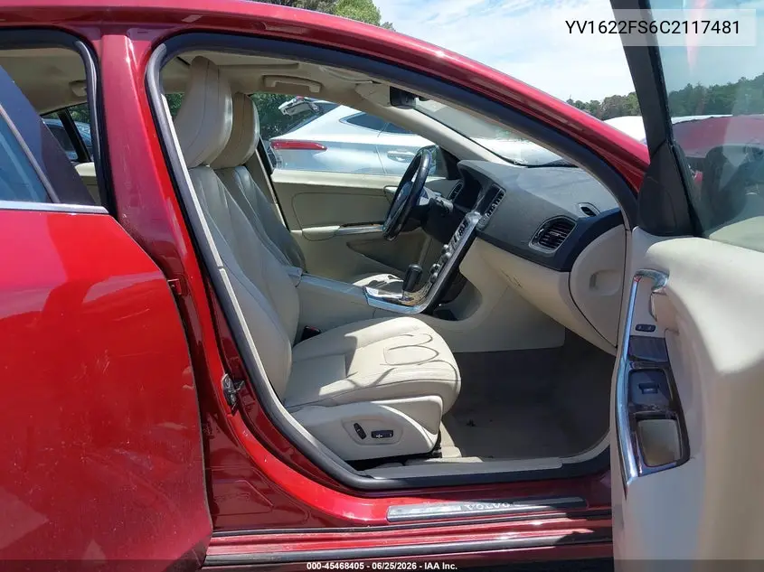 2012 Volvo S60 T5/T5 W/Moonroof VIN: YV1622FS6C2117481 Lot: 45468405