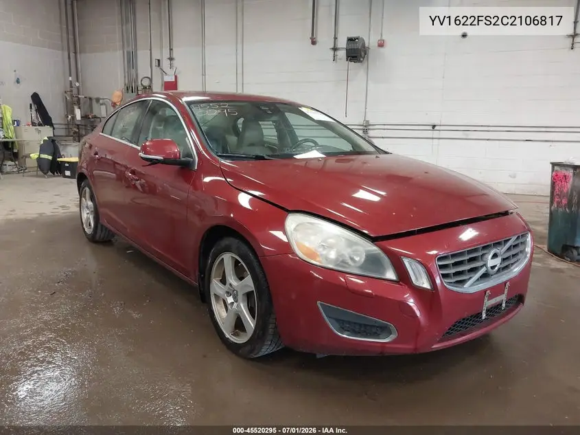 2012 Volvo S60 T5 VIN: YV1622FS2C2106817 Lot: 45520295