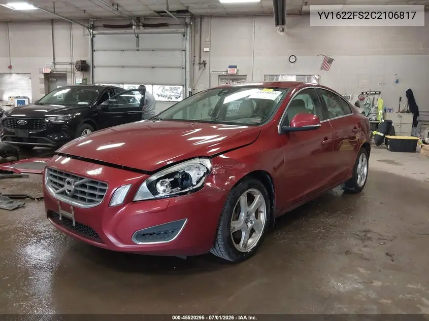 2012 Volvo S60 T5 VIN: YV1622FS2C2106817 Lot: 45520295