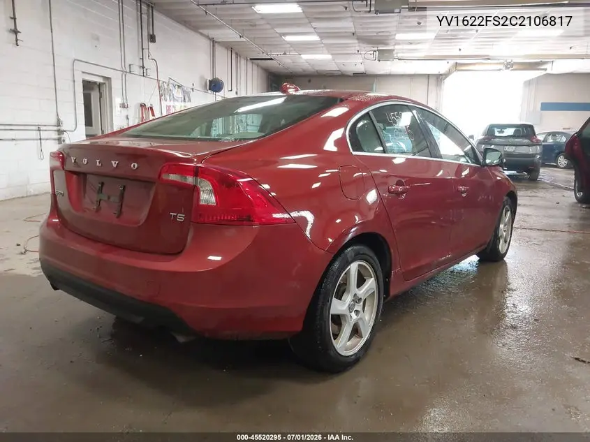 2012 Volvo S60 T5 VIN: YV1622FS2C2106817 Lot: 45520295