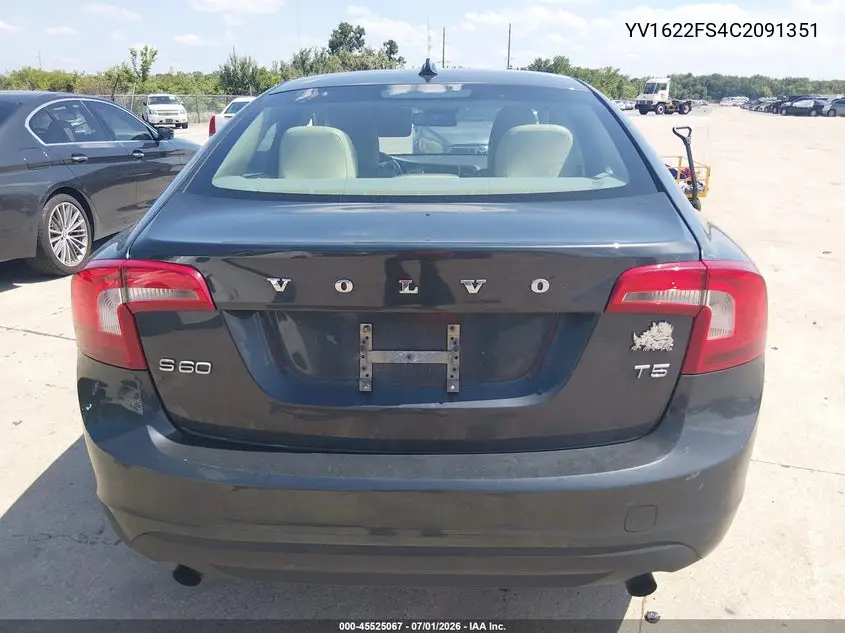 2012 Volvo S60 T5/T5 W/Moonroof VIN: YV1622FS4C2091351 Lot: 45525067