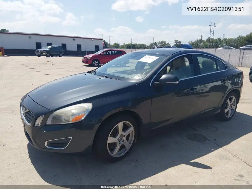 2012 Volvo S60 T5/T5 W/Moonroof VIN: YV1622FS4C2091351 Lot: 45525067
