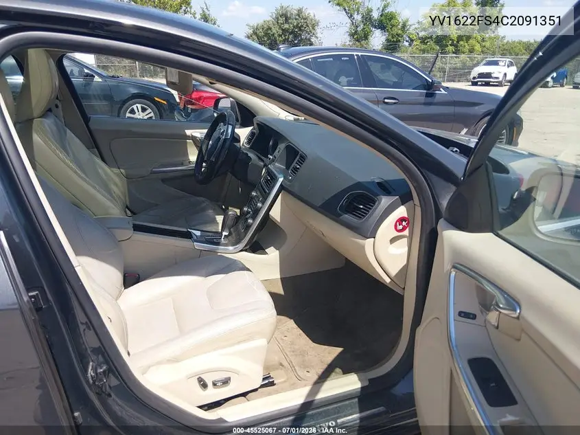 2012 Volvo S60 T5/T5 W/Moonroof VIN: YV1622FS4C2091351 Lot: 45525067
