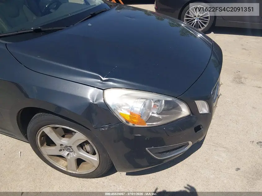 2012 Volvo S60 T5/T5 W/Moonroof VIN: YV1622FS4C2091351 Lot: 45525067
