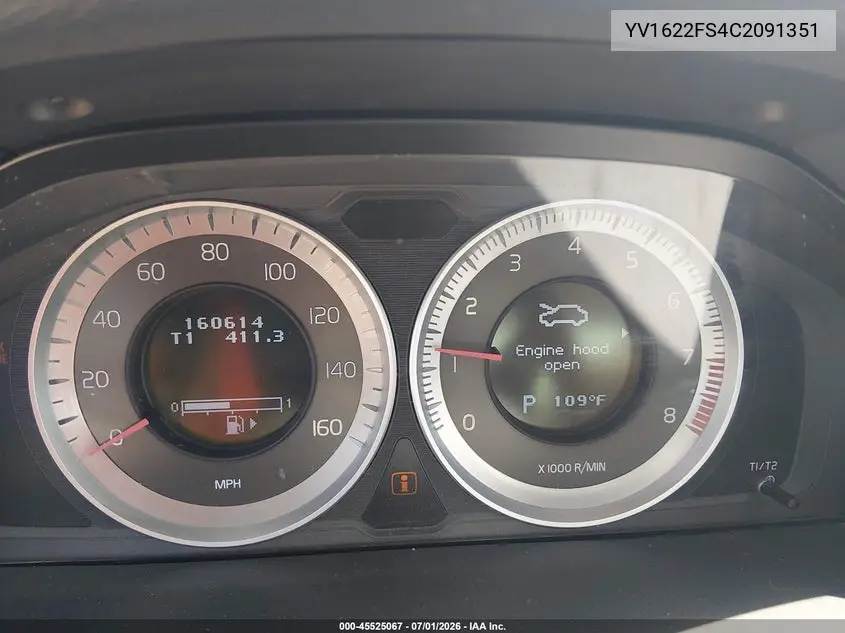 2012 Volvo S60 T5/T5 W/Moonroof VIN: YV1622FS4C2091351 Lot: 45525067