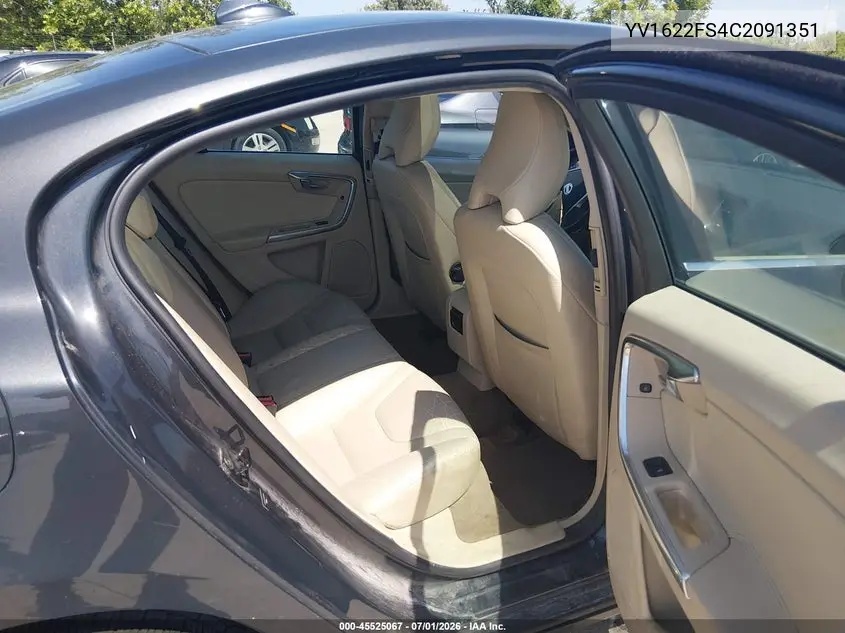 2012 Volvo S60 T5/T5 W/Moonroof VIN: YV1622FS4C2091351 Lot: 45525067